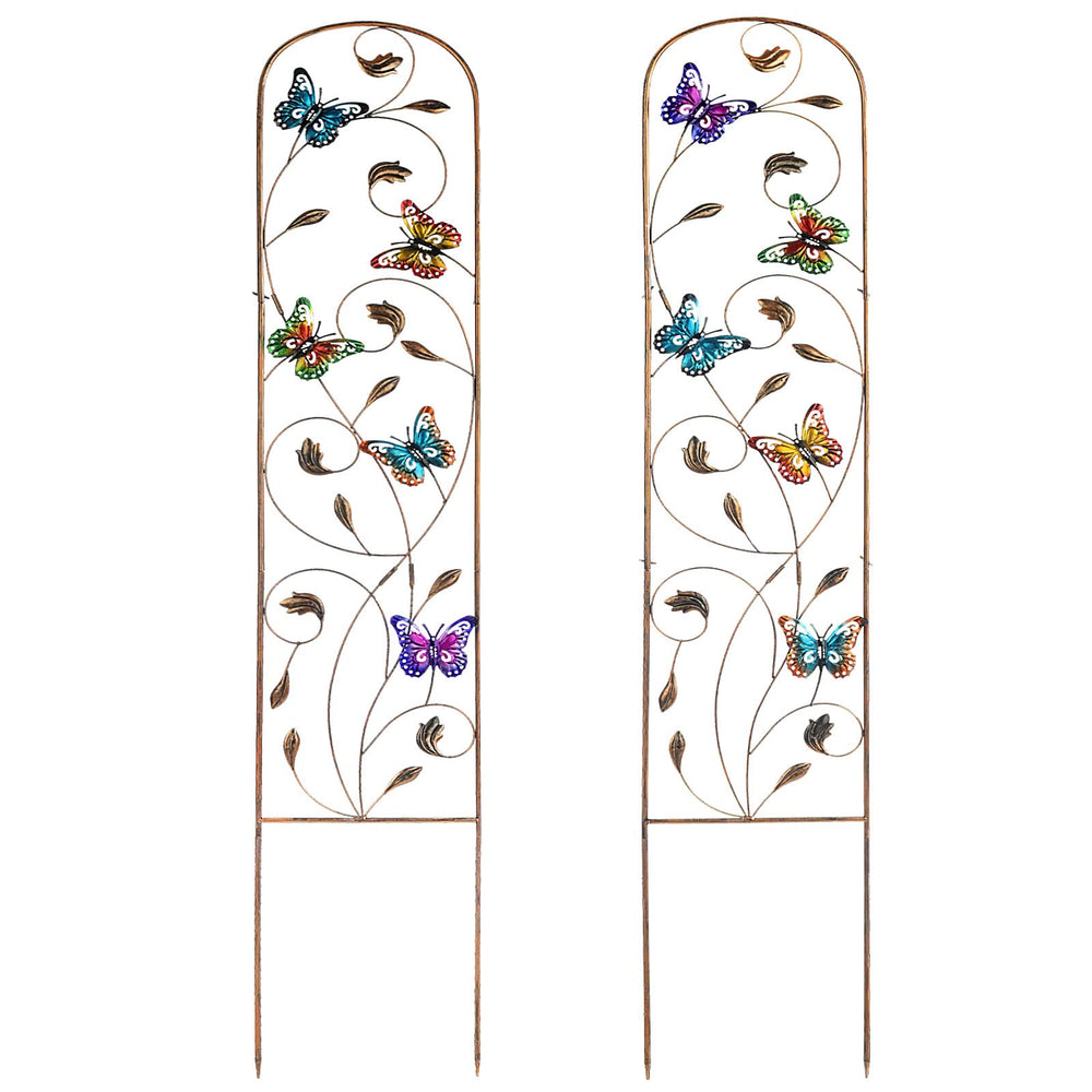 Front view of SUNNYPARK butterfly metal garden trellis set
