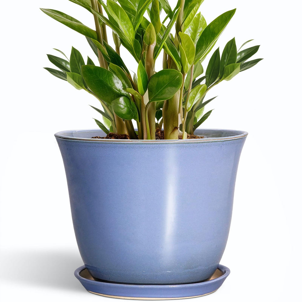 Front view of SUNPOTFOR 10 Inch Ceramic Plant Pot in Purple-Blue