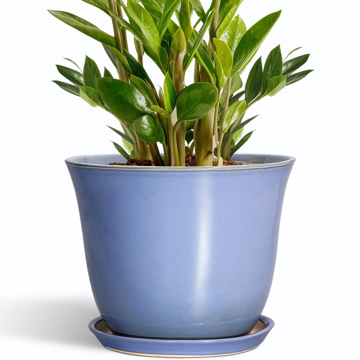 Front view of SUNPOTFOR 10 Inch Ceramic Plant Pot in Purple-Blue