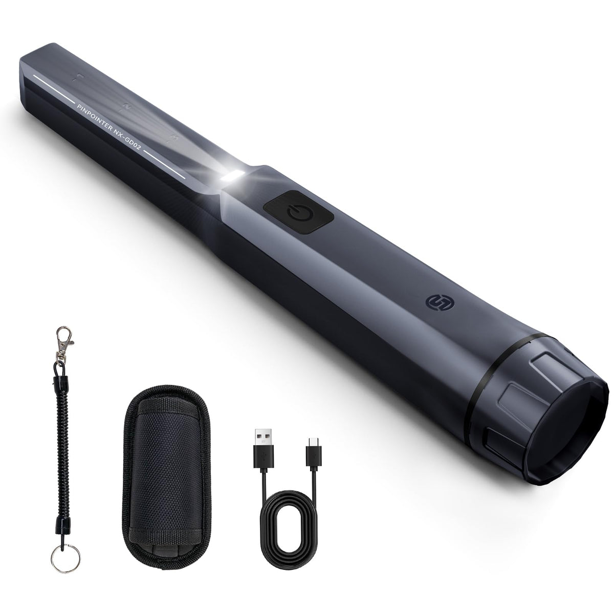 Front view of SUNPOW Metal Detector Pinpointer in black