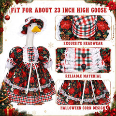 Front view of Suzile Christmas Goose Outfit in red and green