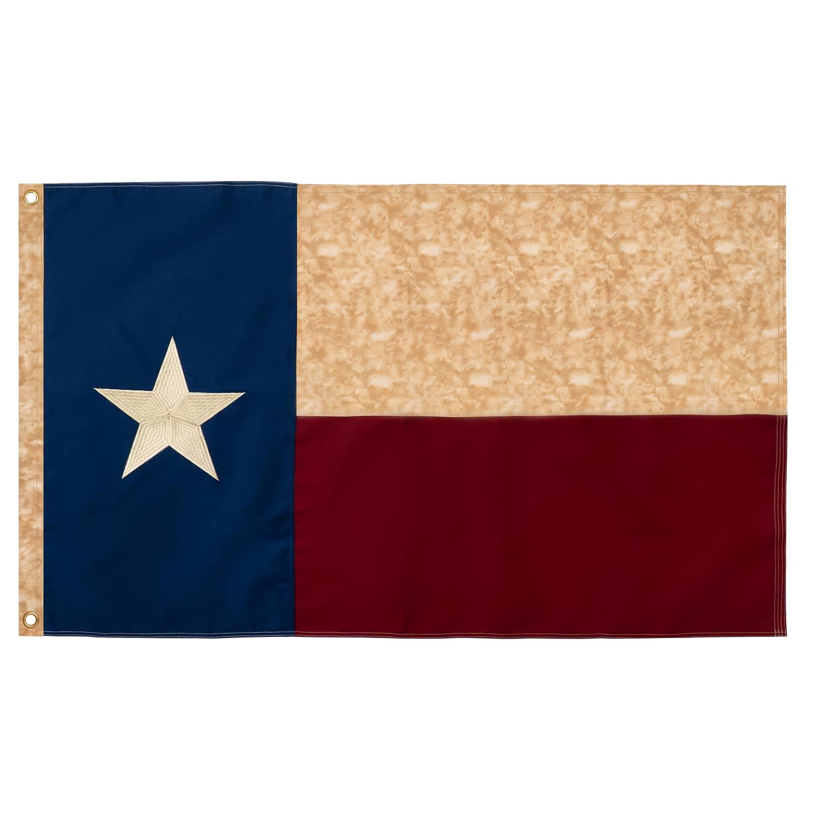 Front view of SYII Vintage Texas State Cotton Flag 3x5 ft with embroidered stars