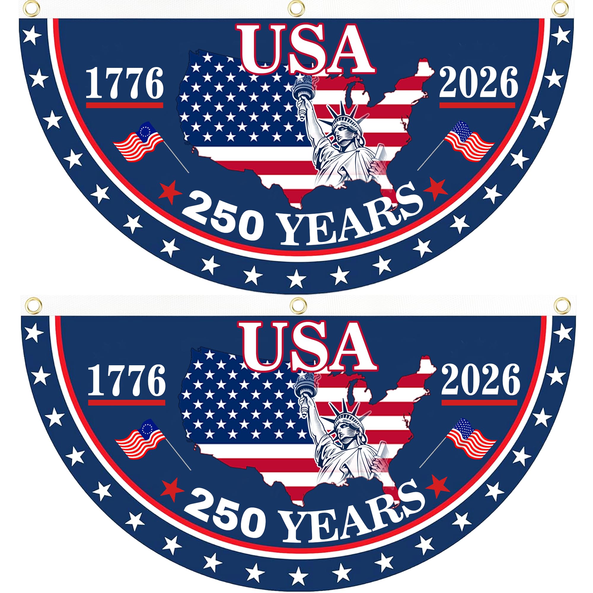 Front view of the 250th Anniversary USA Flag, 1.5 x 3 feet
