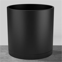 Front view of the FaithLand 14-Inch Modern Cylinder Planter in Matte Black