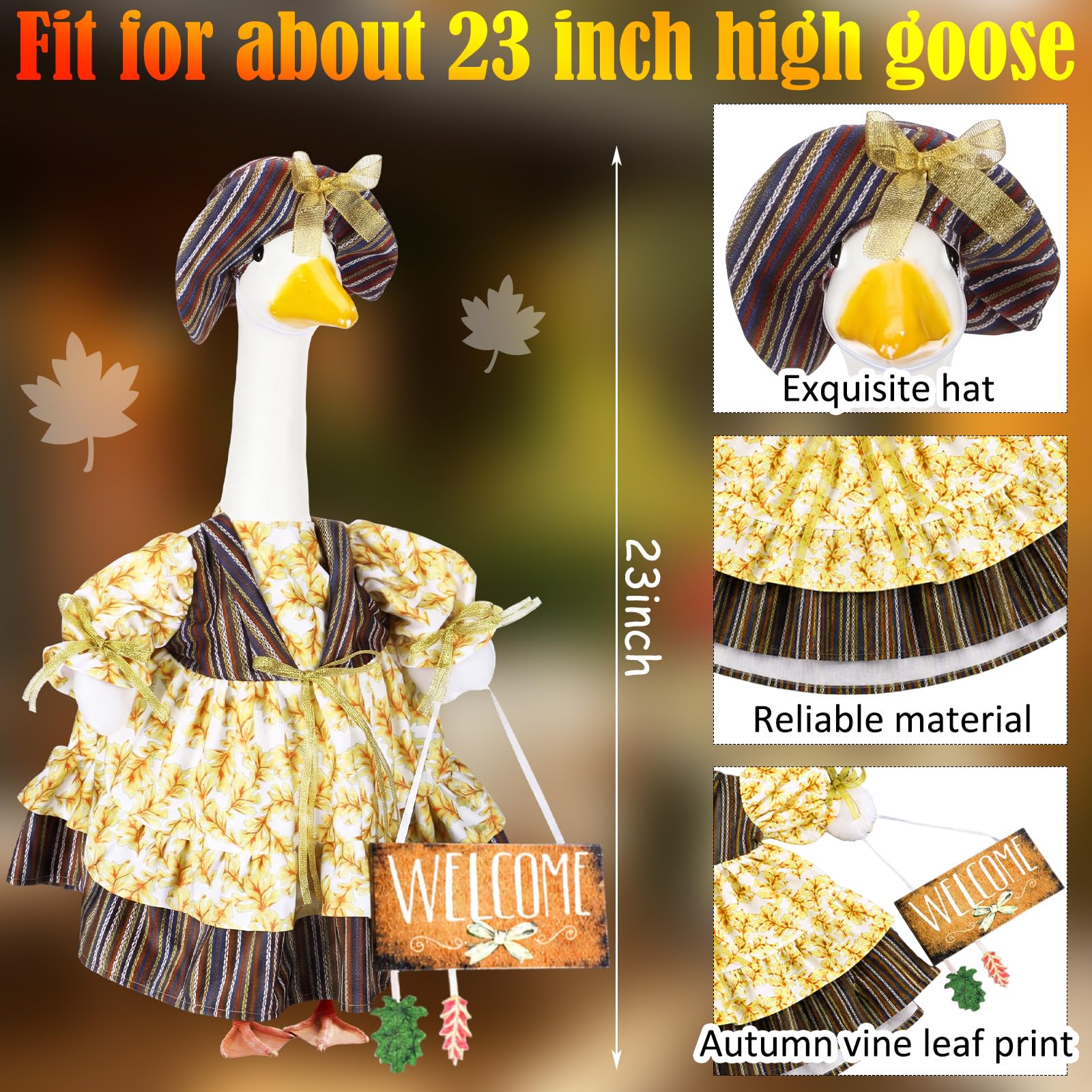 Front view of the Suzile Fall Goose Outfit in orange fabric