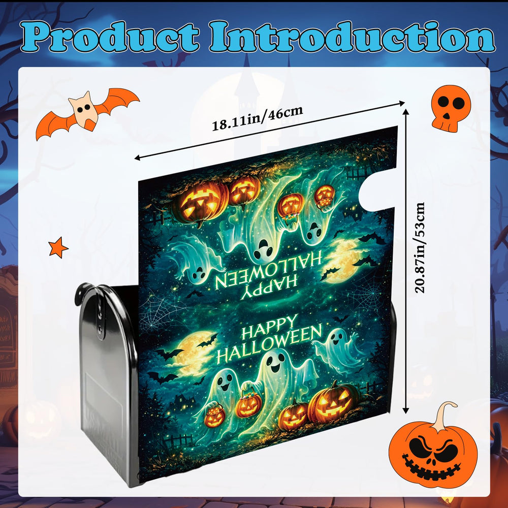 Front view of the VISSTREE Halloween Mailbox Cover on a mailbox