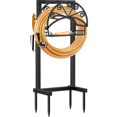 Front view of TomCare Garden Hose Holder in matte black
