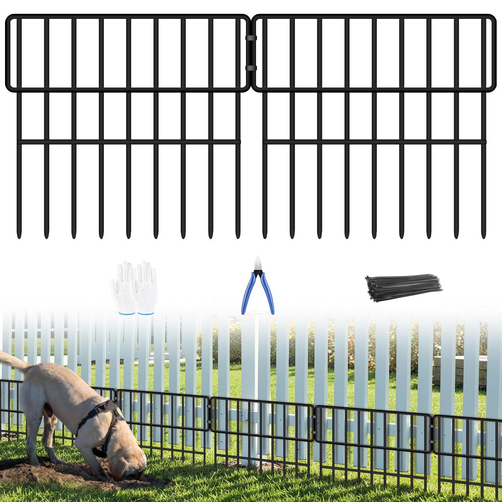 Front view of ULIOK Animal Barrier Fence panels in black