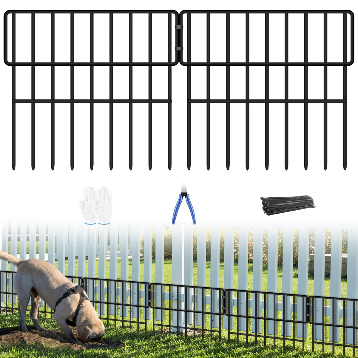Front view of ULIOK Animal Barrier Fence panels in black