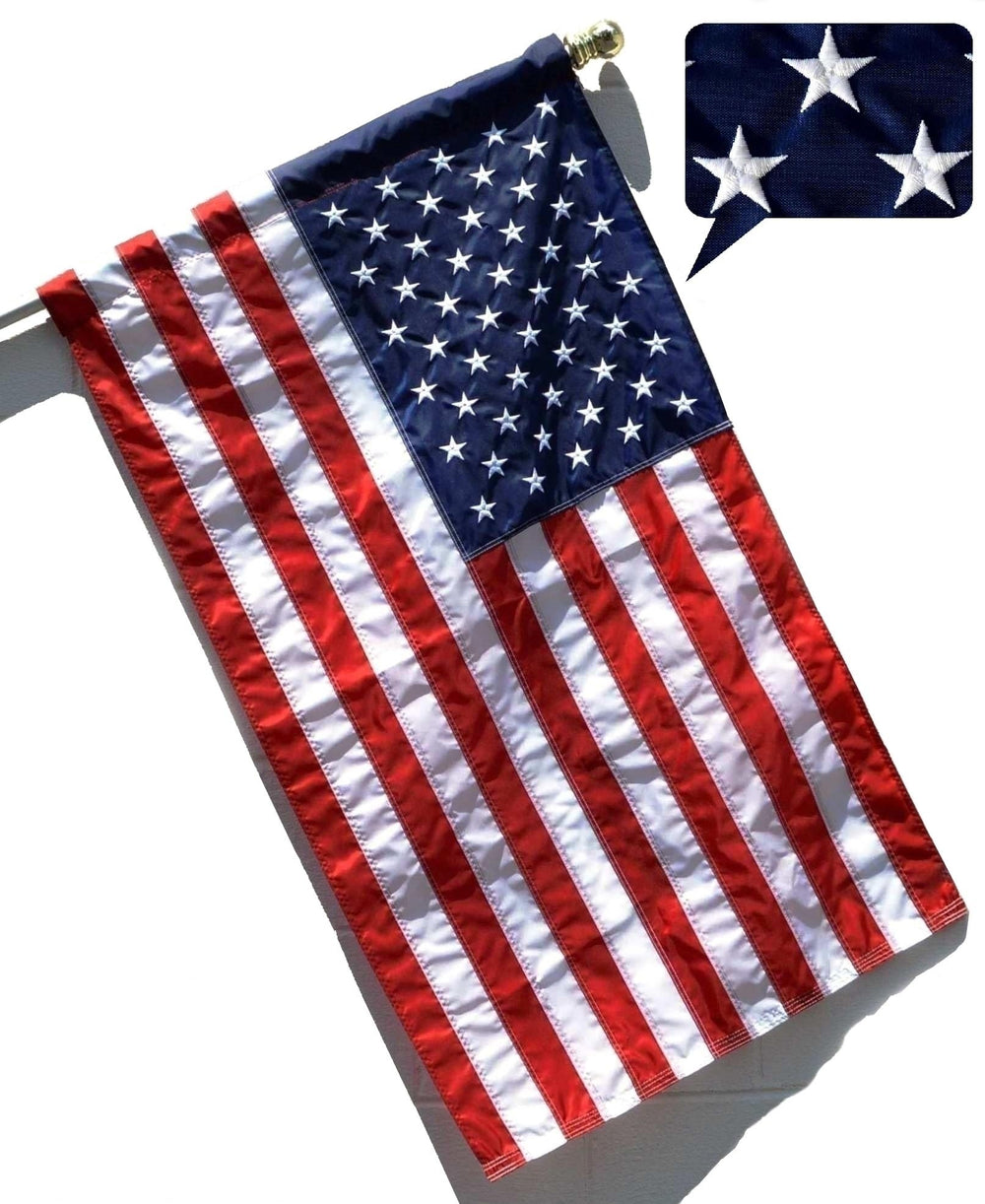 Front view of US Flag Factory 3x5 FT American Flag with embroidered stars