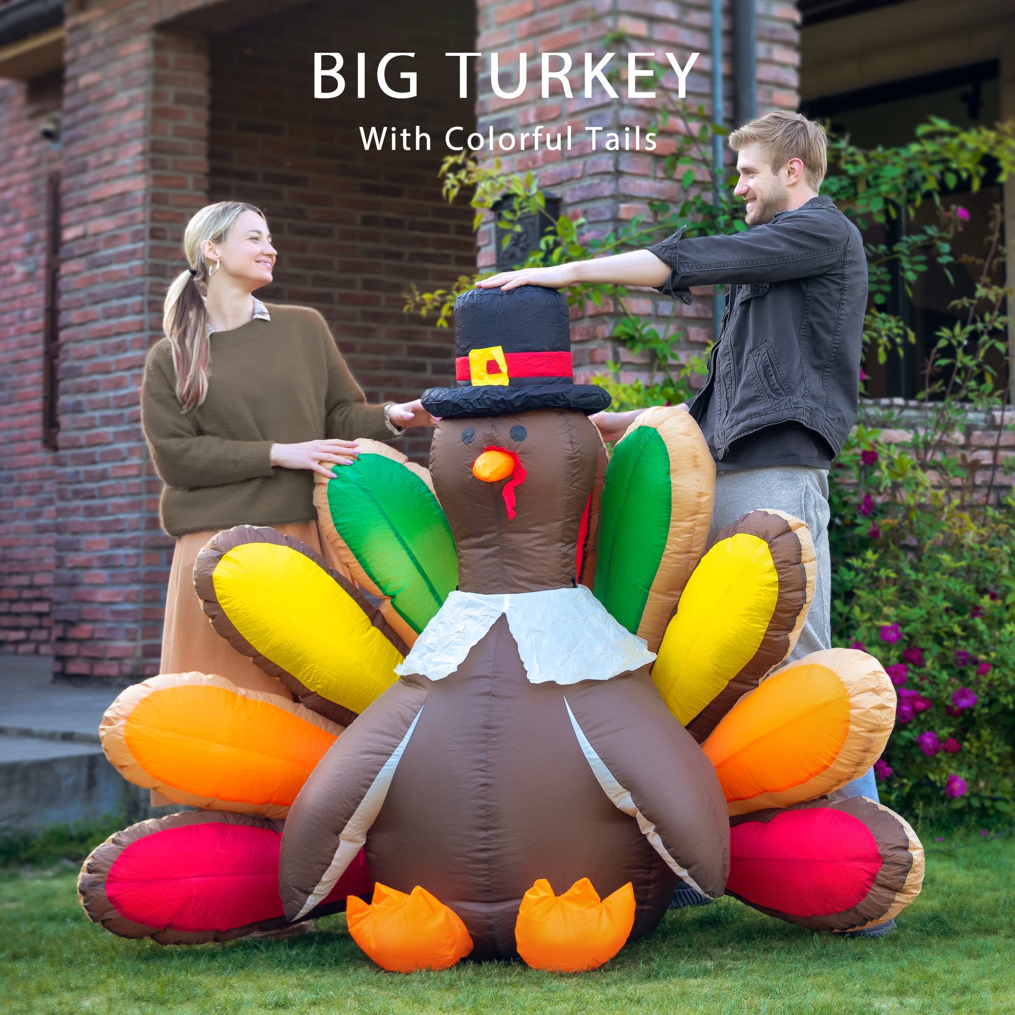 Front view of VIVOHOME 5ft turkey with LED lights