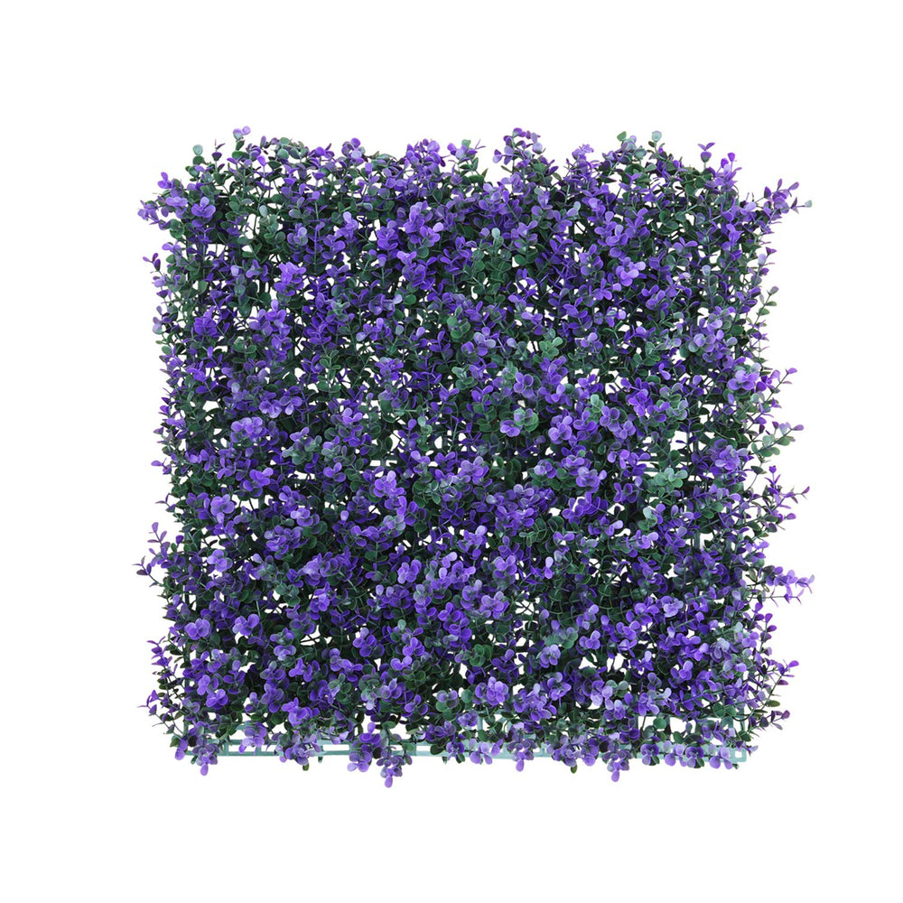 Front view of Windscreen4less artificial boxwood panel, lavender purple
