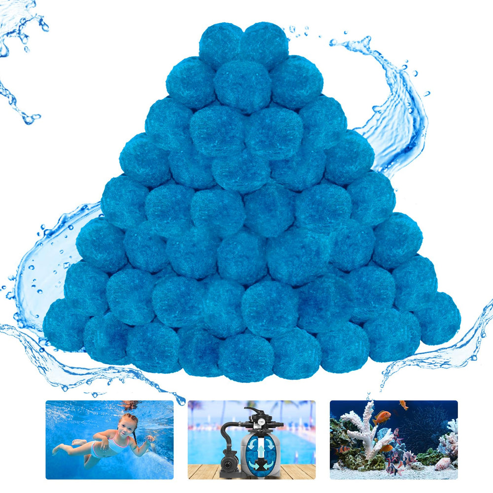 Front view of WLLEYAY Pool Filter Balls, blue, 4 lbs