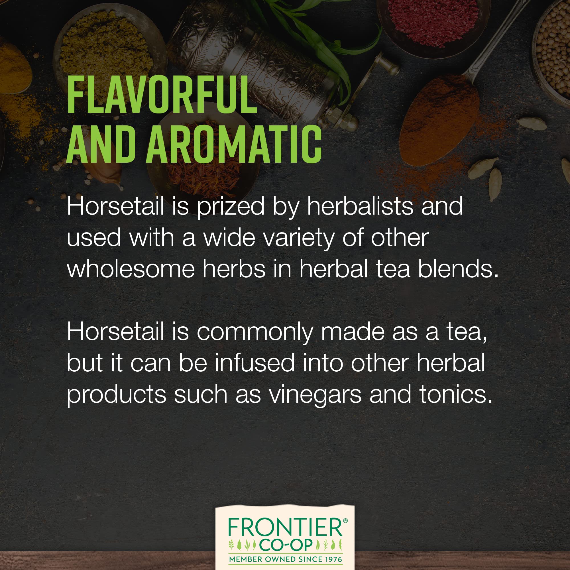 Frontier Co-op horsetail herb in a tea infusion