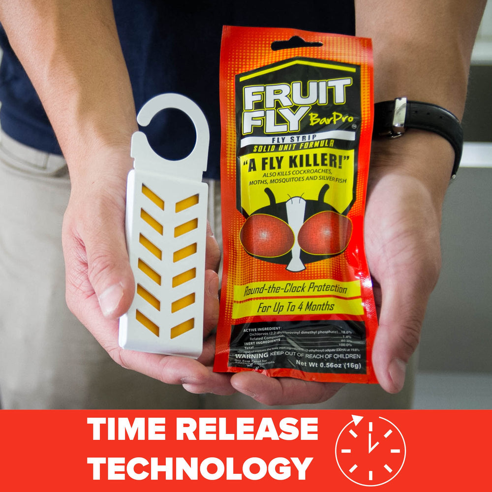 Fruit Fly BarPro strips packaging with product specifications