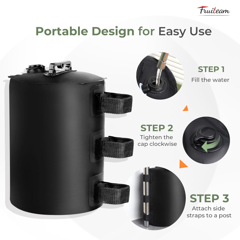 FRUITEAM Canopy Weights set in compact storage position