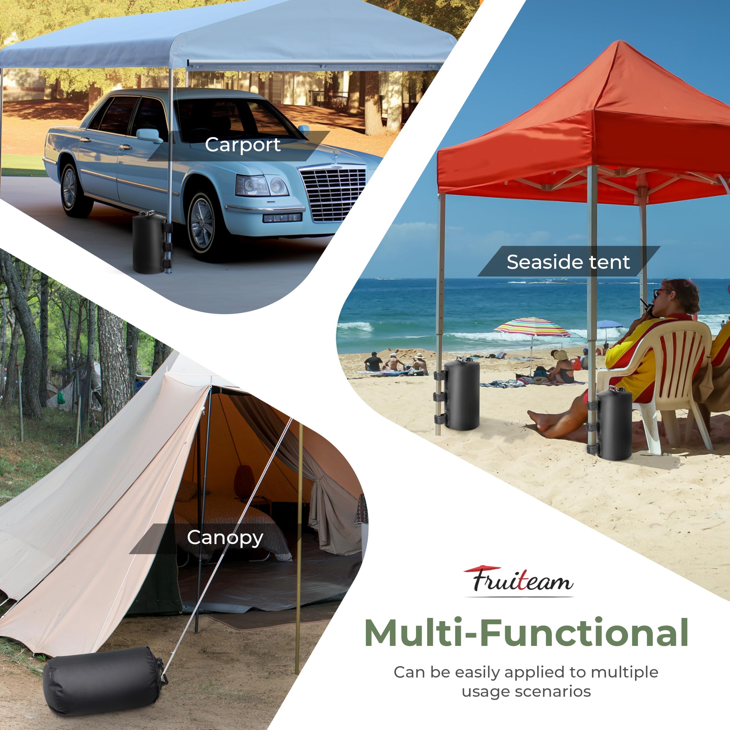 FRUITEAM Canopy Weights showing adjustable nylon straps