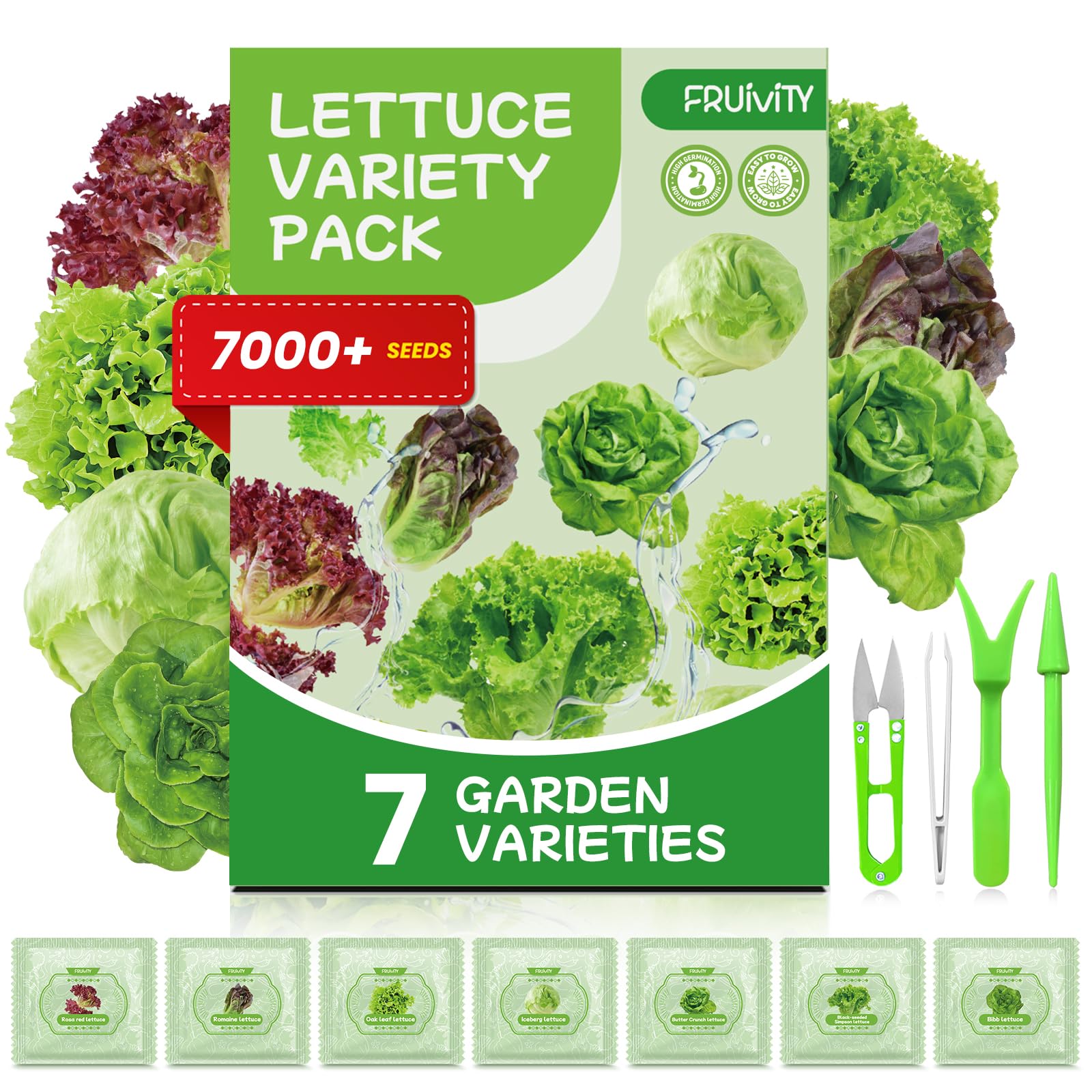 Fruivity 7 Variety Mix Lettuce Seeds pack front view