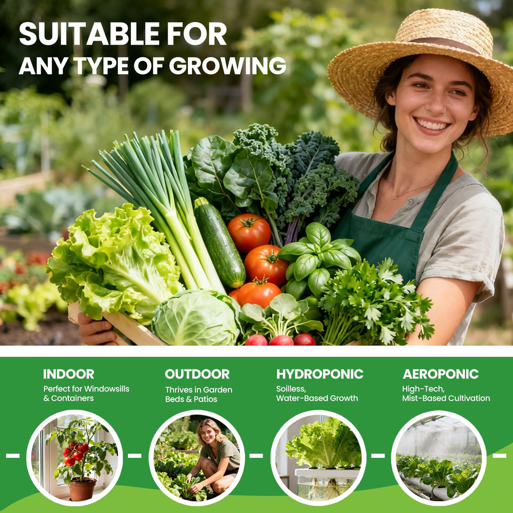 Fruivity Heirloom Seeds with basil and tomato plants growing