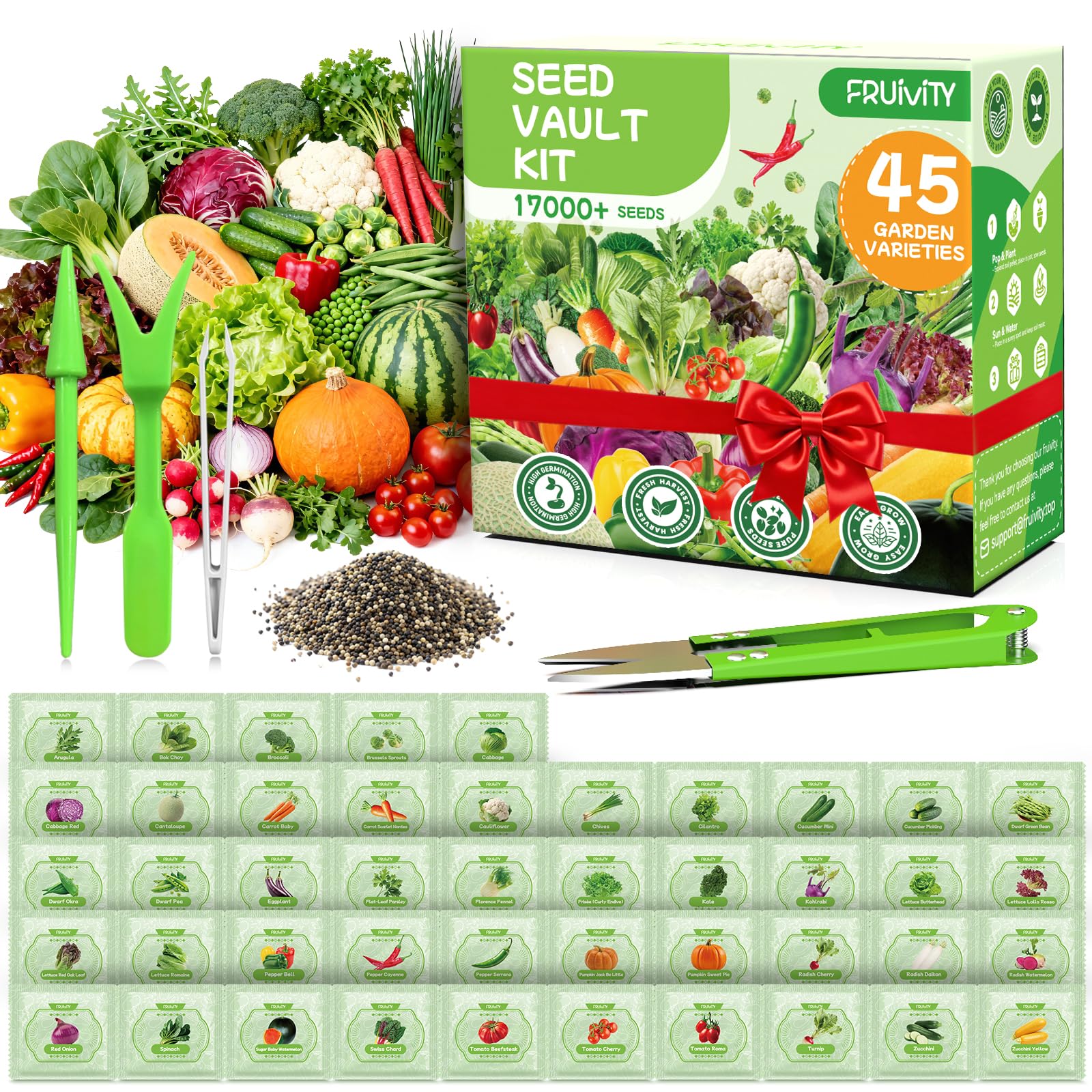 Fruivity Heirloom Vegetable Seeds Variety Pack front view