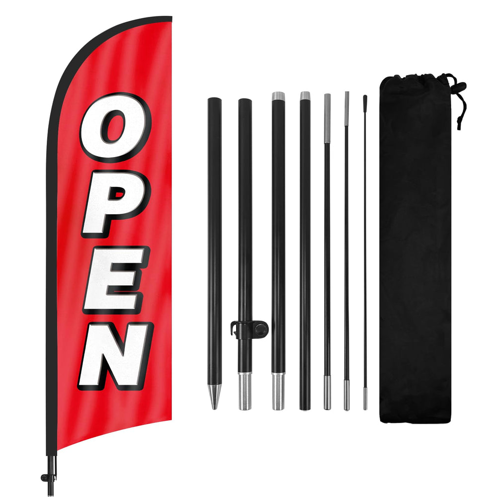 FSFLAG 8ft Open Feather Flag front view with red and white design