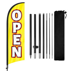 FSFLAG Open Feather Flag 8FT red and white design front view