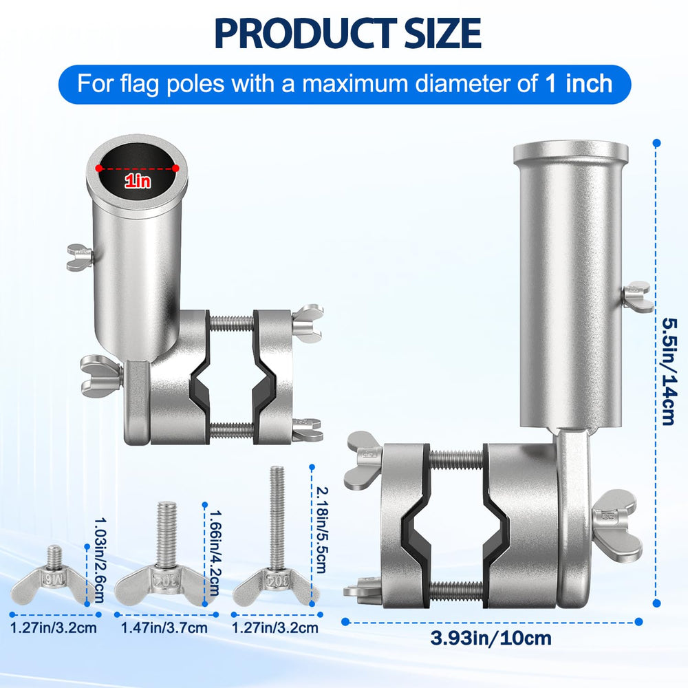 Fshihine Flag Pole Holder installation on a railing