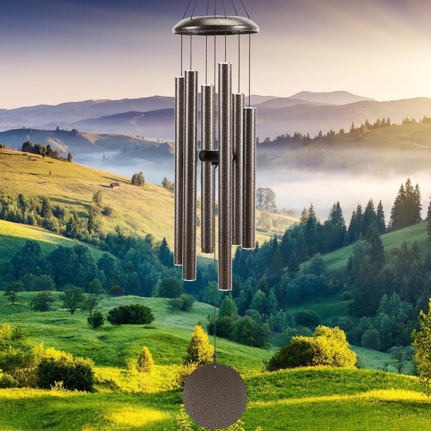 FSVGYY Large Wind Chime 40 inch in brown outdoors