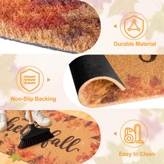 Fttoyoly autumn-themed doormat in a home entryway setting