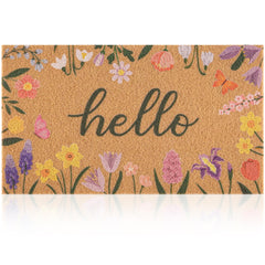 Fttoyoly Colorful Wildflowers Welcome Mat front view with floral design