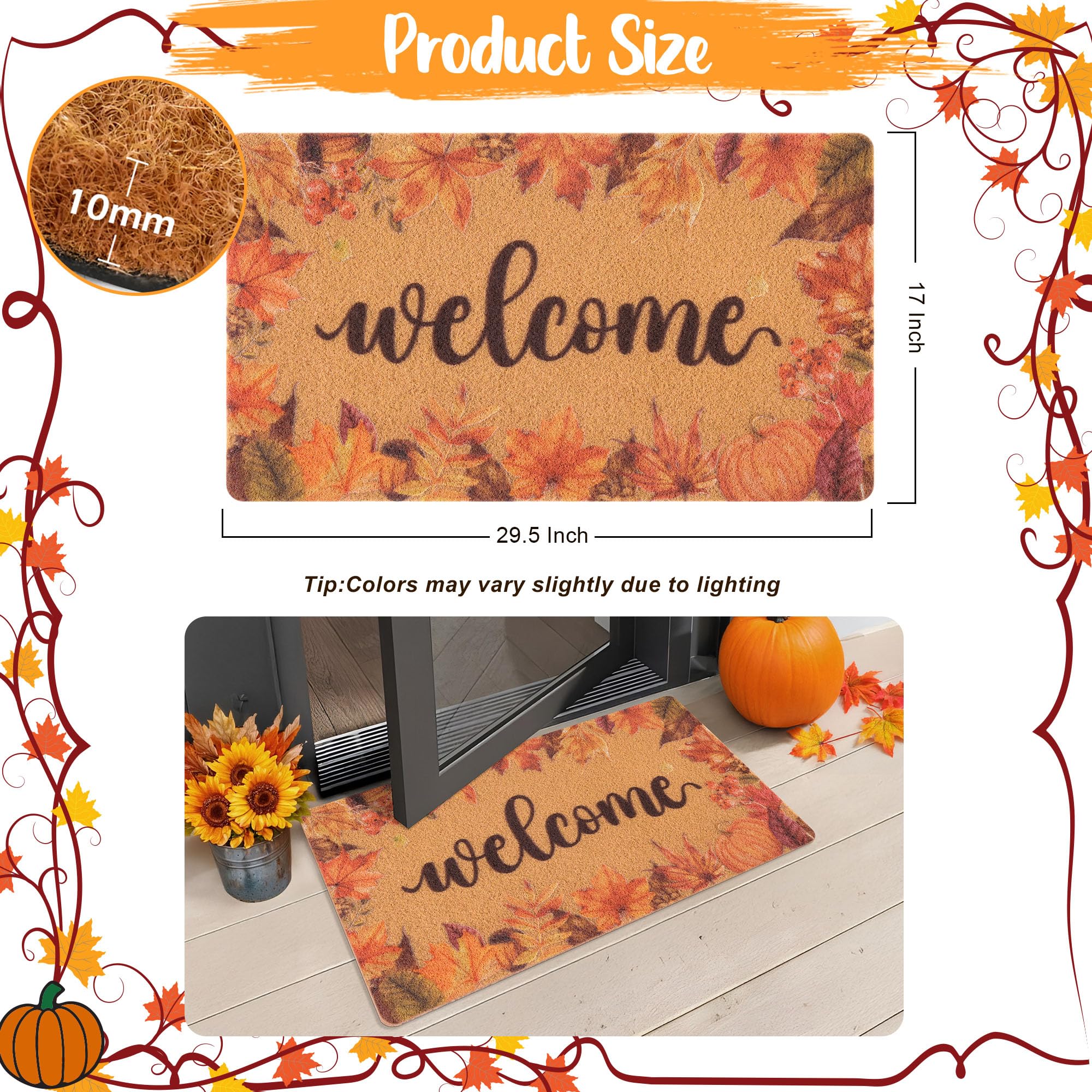Fttoyoly doormat placed at front door, showcasing seasonal decor