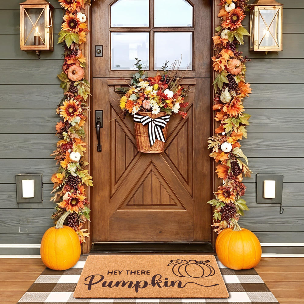 Fttoyoly Fall Doormat in a hallway