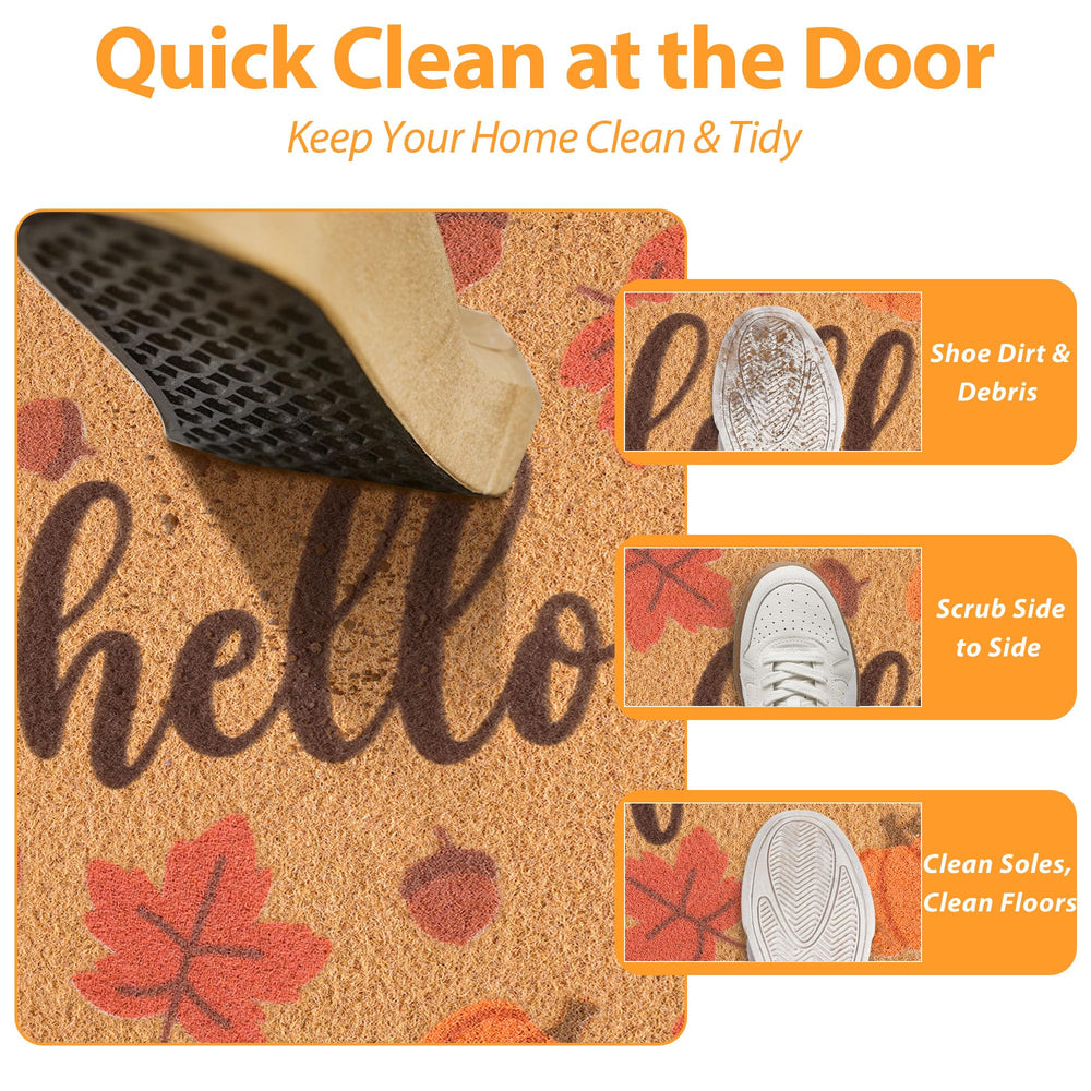 Fttoyoly Fall Pumpkin Door Mat displayed at the entrance