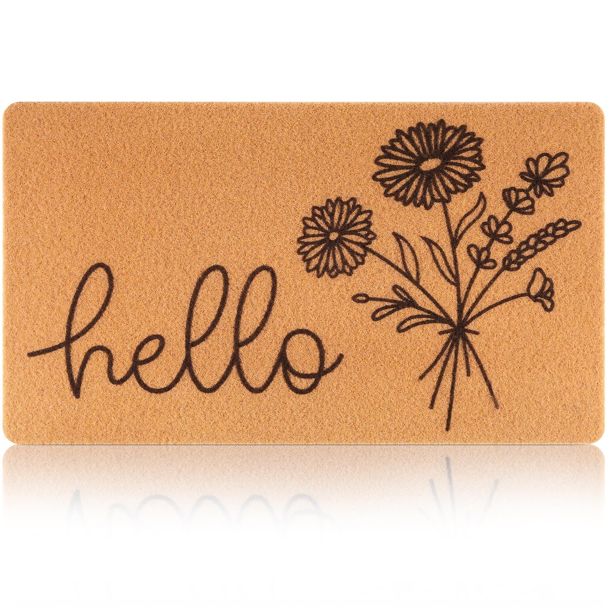 Fttoyoly Floral Welcome Mat front view with wildflower bouquet