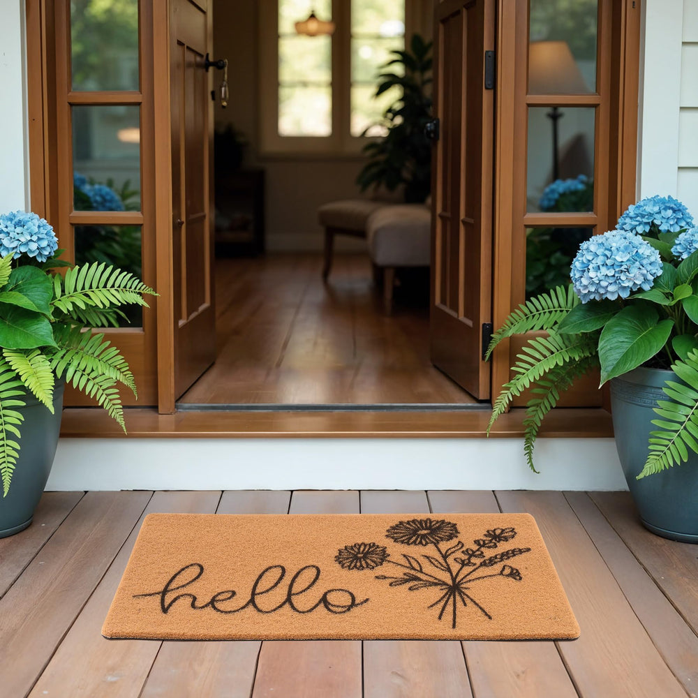 Fttoyoly Floral Welcome Mat in a garden setting