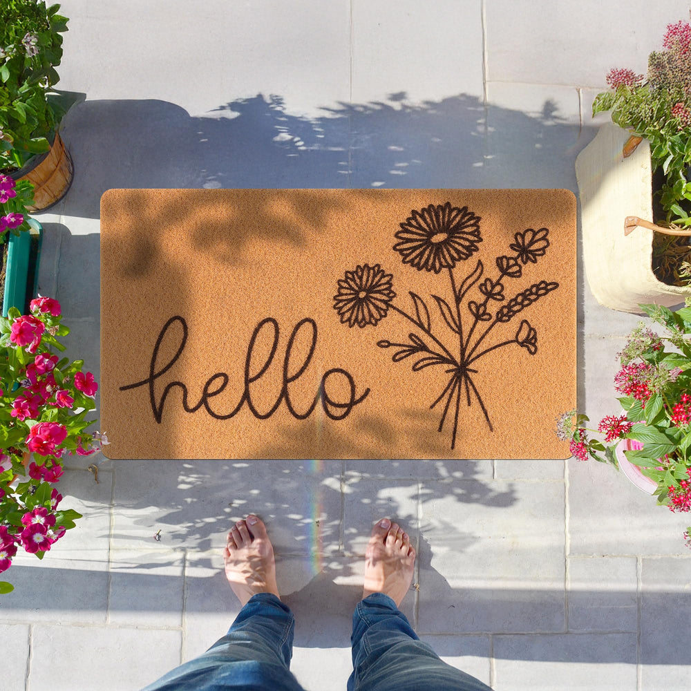 Fttoyoly Floral Welcome Mat packaging and dimensions