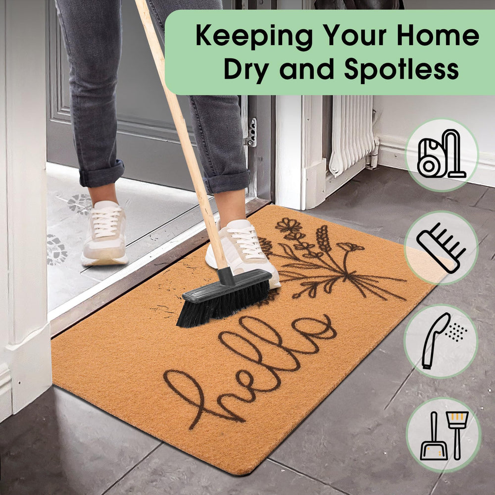 Fttoyoly Floral Welcome Mat with vacuum cleaner for easy maintenance