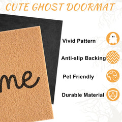 Fttoyoly Ghost Welcome Door Mat on a porch
