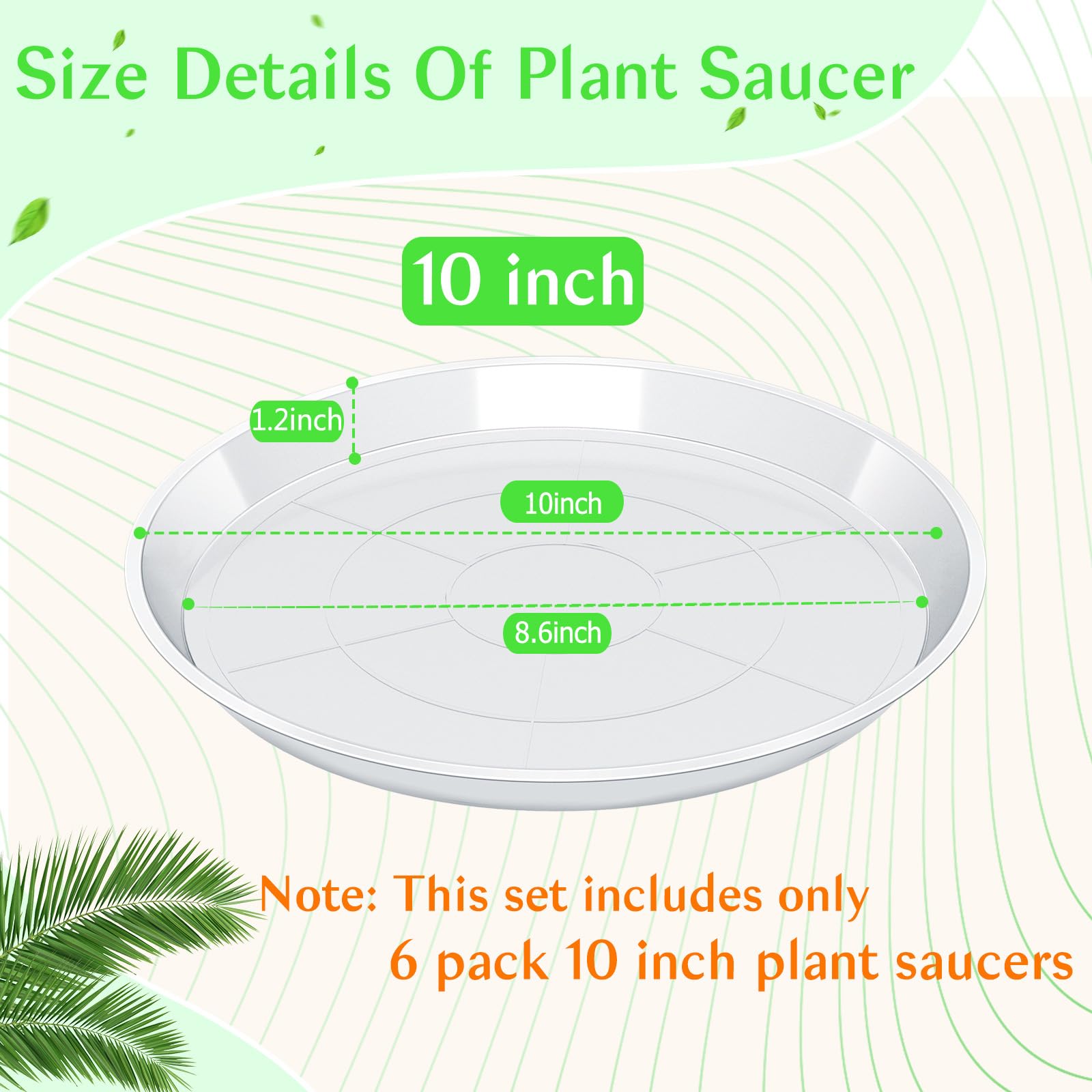 FUIJOL 10 inch clear plant saucer side view