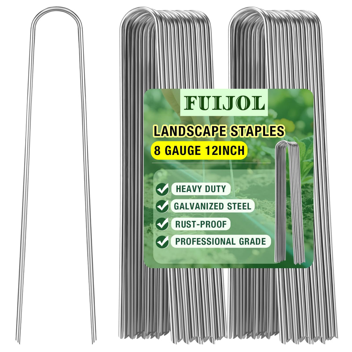 FUIJOL 12 Inch Landscape Staples pack front view