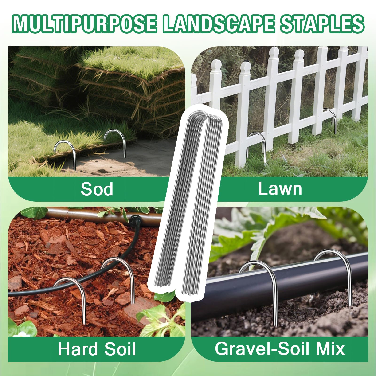 FUIJOL 12 Inch stakes next to garden decoration