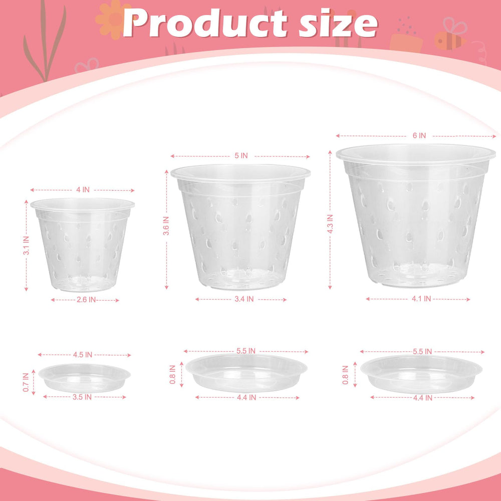 FUIJOL 5-inch clear orchid pot with saucer side view