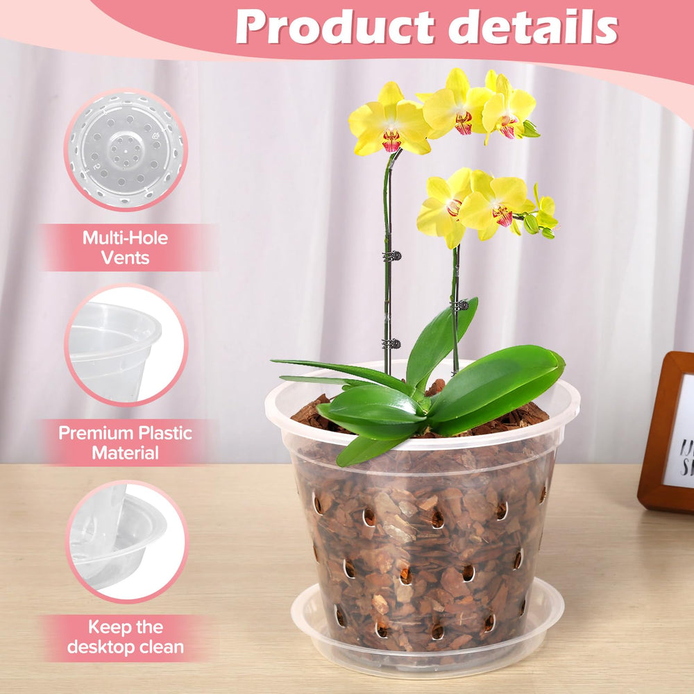 FUIJOL set of 6 orchid pots with matching saucers