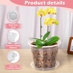 FUIJOL set of 6 orchid pots with matching saucers