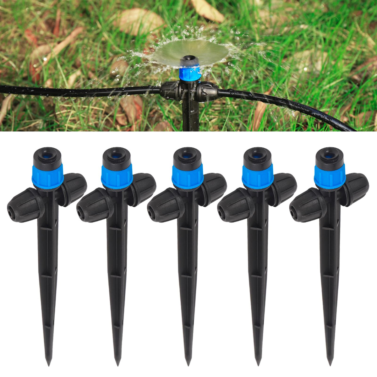 FULAIERGD 25 Pcs drip irrigation fan emitters with blue double locked head