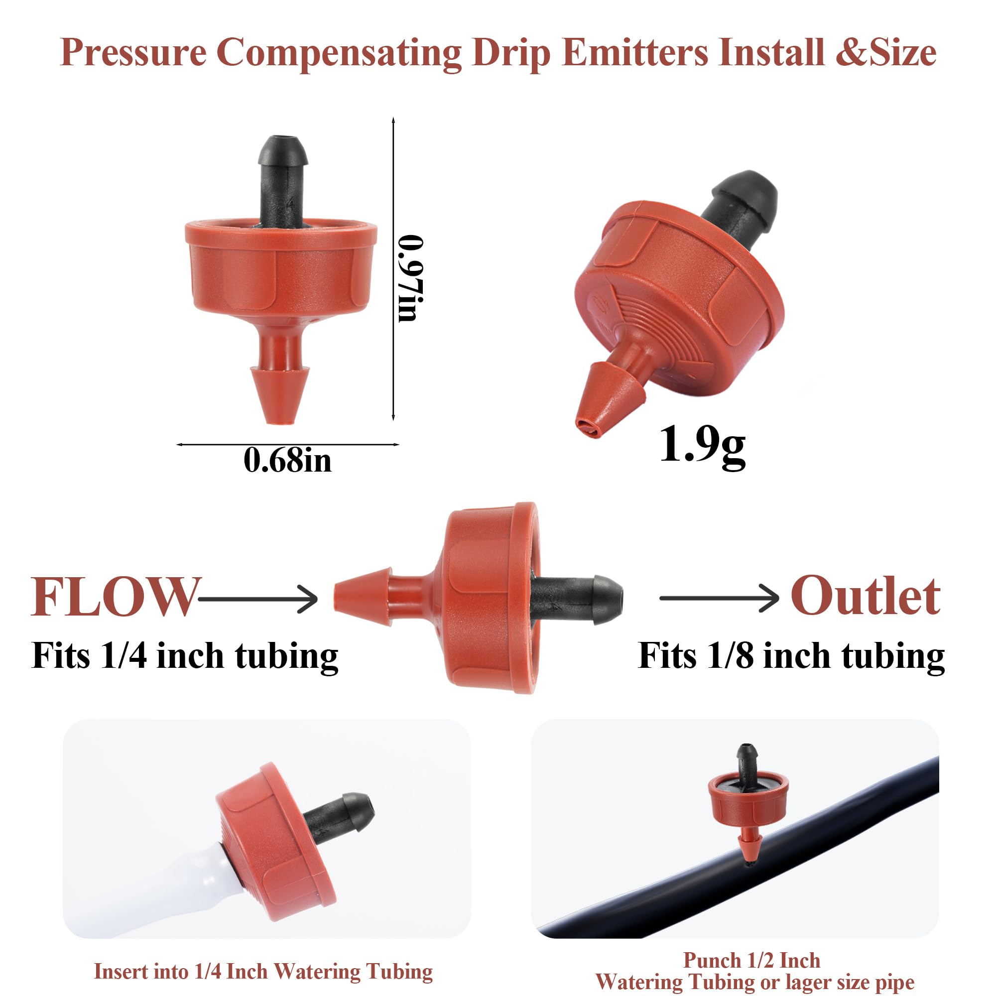 FULAIERGD 30 pack of pressure compensating drippers