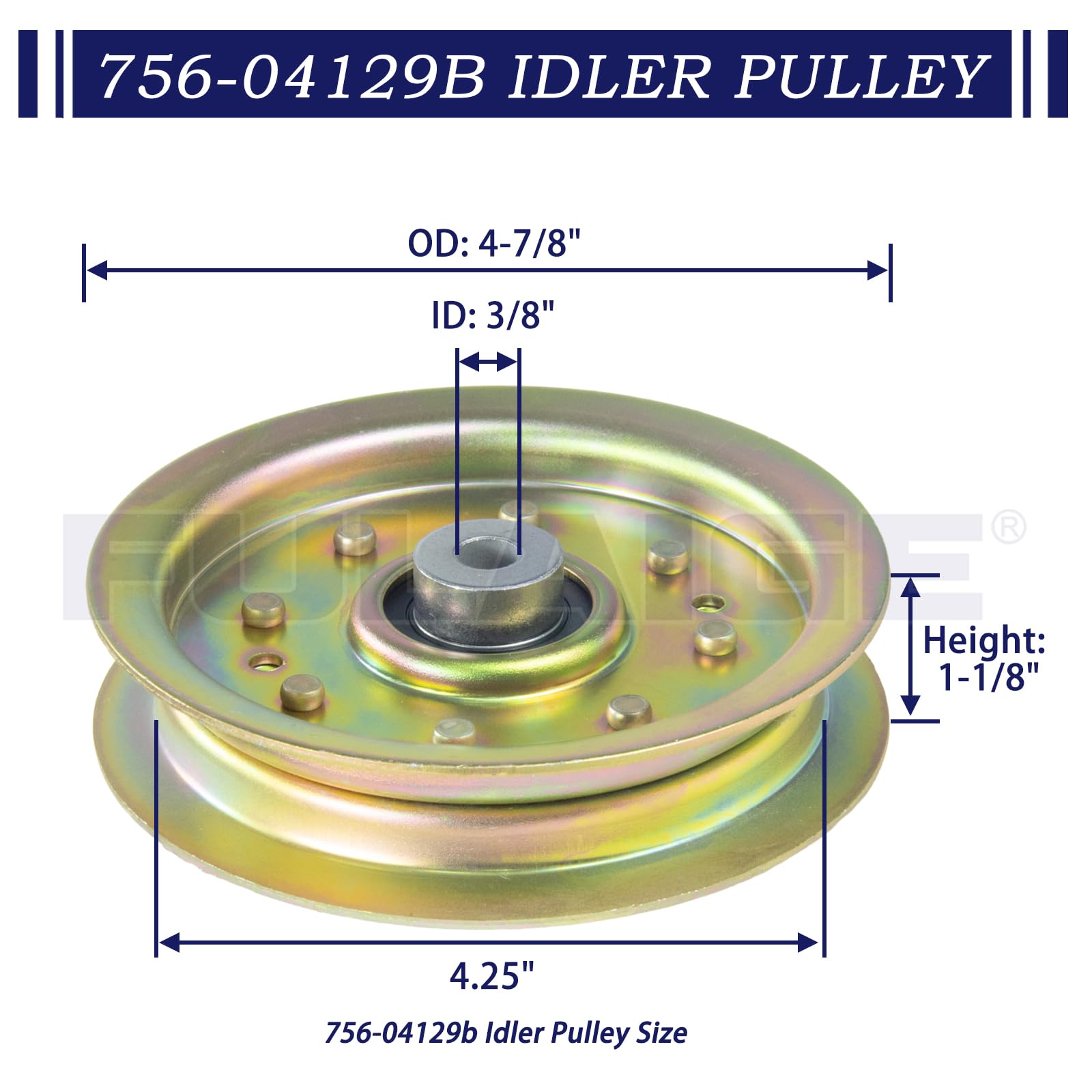 FULAIGE 4.25" idler pulley installed on a Cub Cadet mower