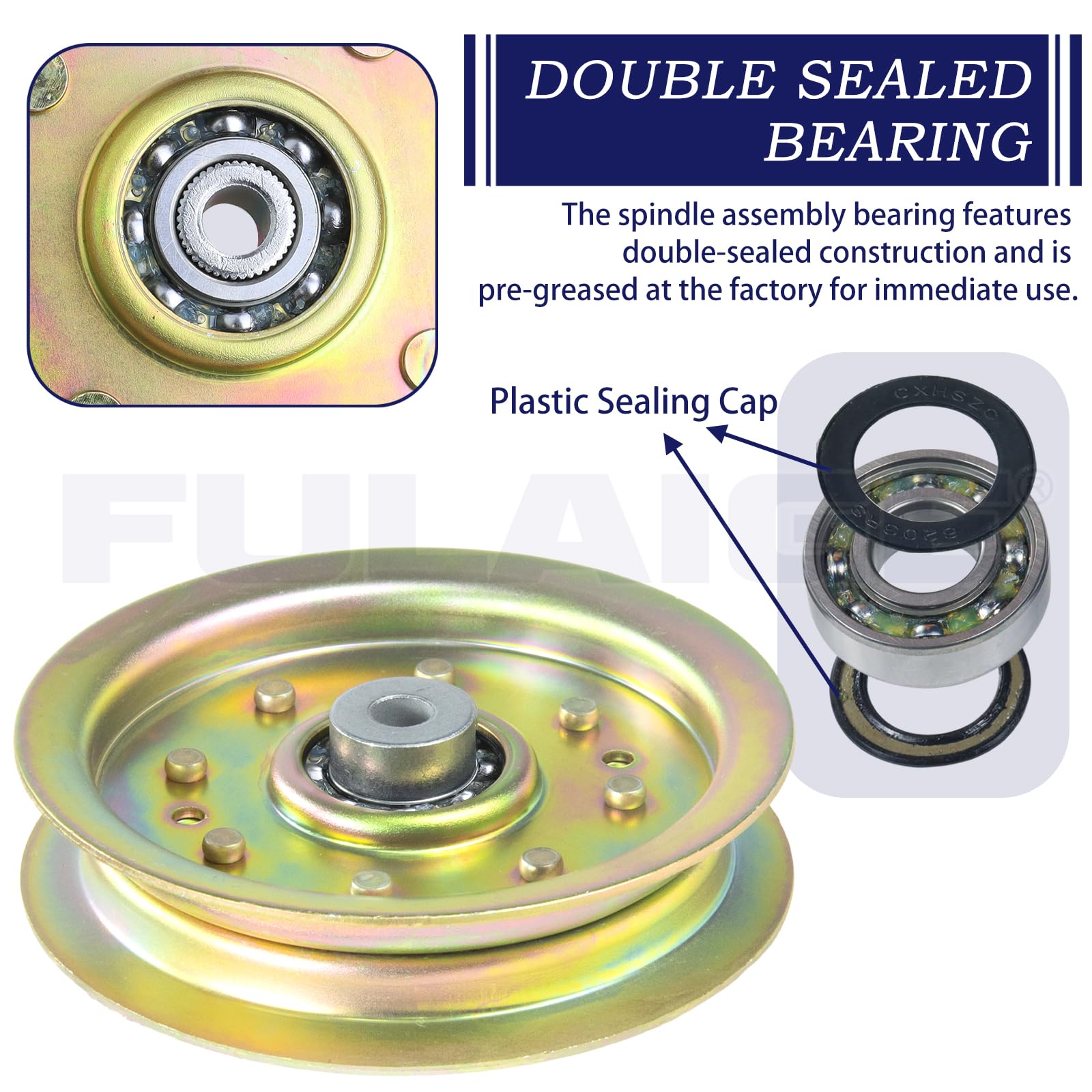 FULAIGE idler pulley top view highlighting dimensions