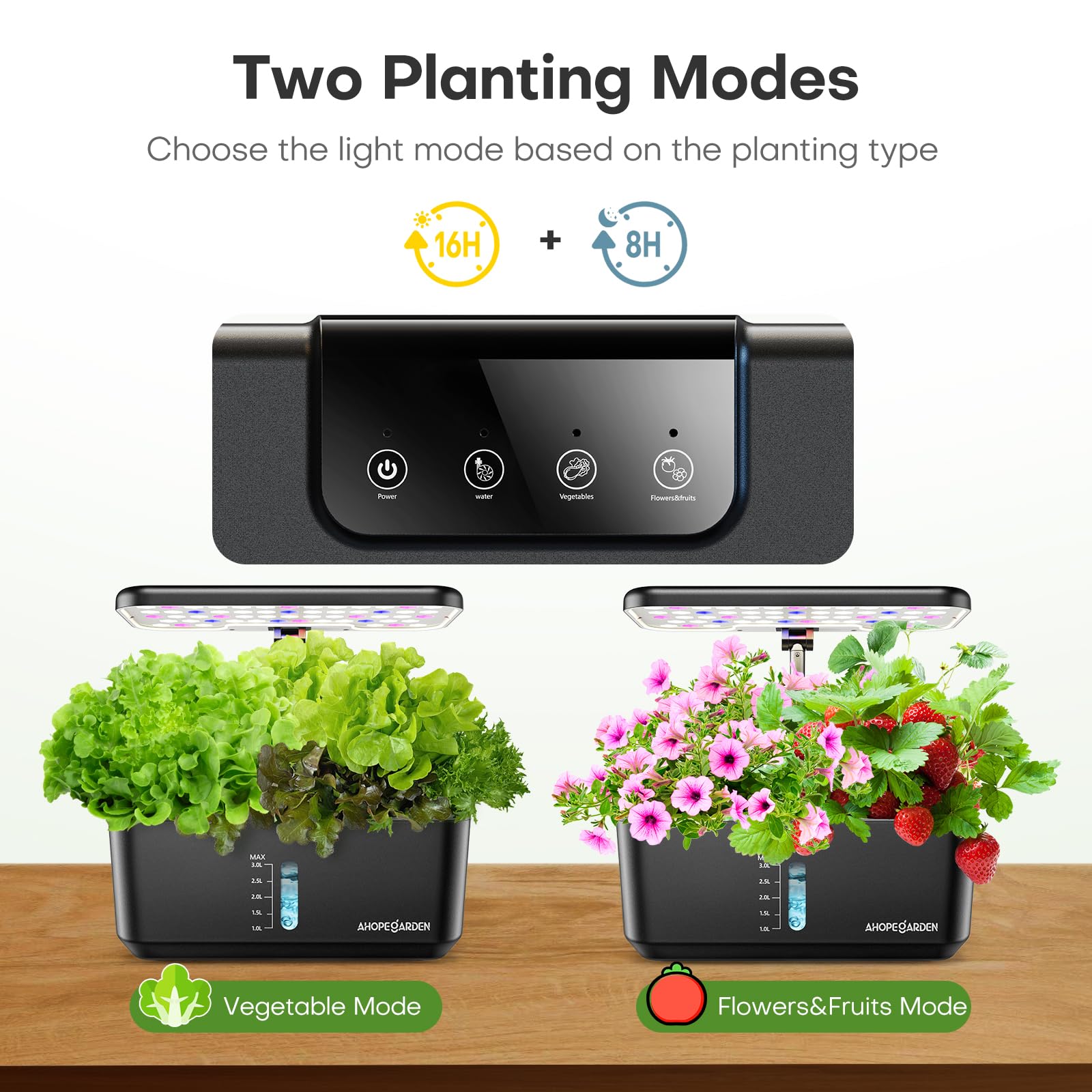Full view of Ahopegarden indoor garden in a kitchen setting