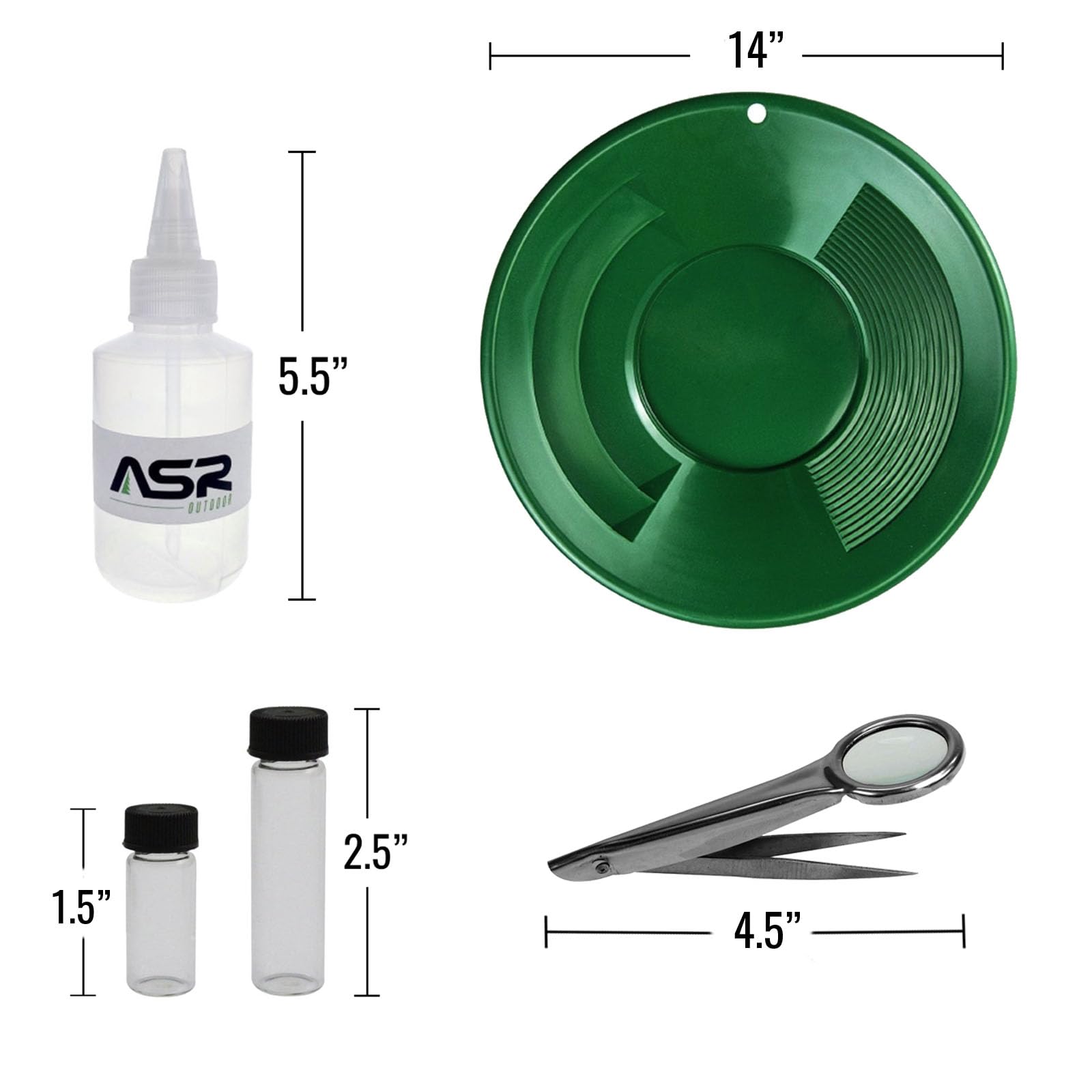 Full view of ASR Outdoor 14-inch gold pan beginner kit